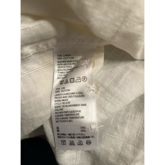 Tommy bahama White Linen Blend Button Down Shirt Long Sleeve EUC mens XL - Picture 9 of 11